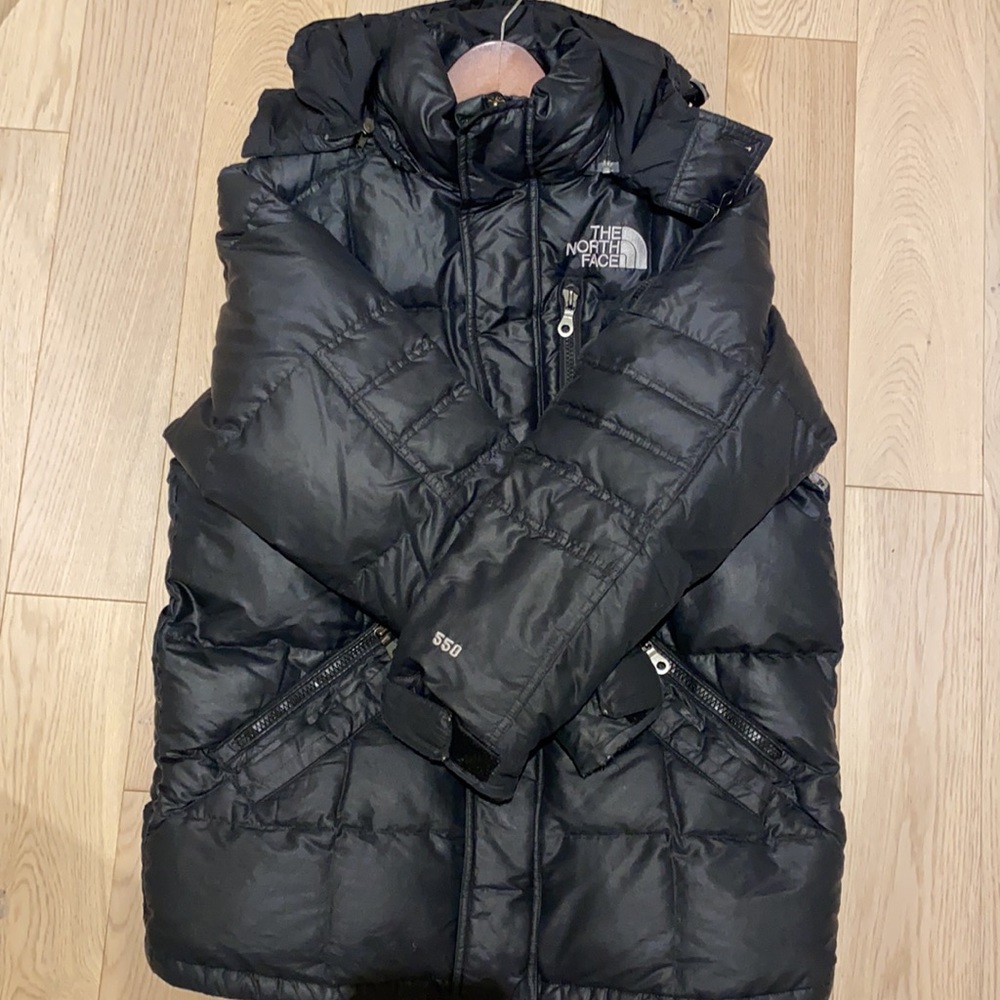 North Face Mid Length Down Filled Puffer Jacket 550 - Black, Medium